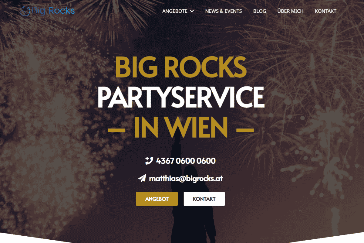 Screenshot der alten Homepage - Catering Event Bar Wien - Bloginnenbilder