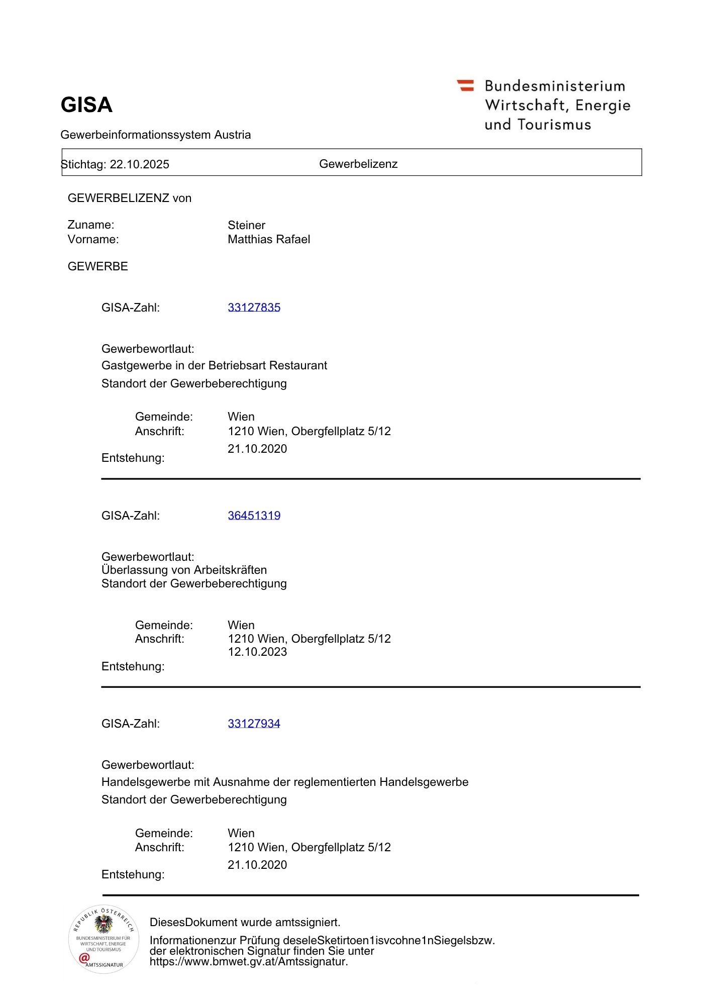 GISA - AKÜ Handel Gastro - Catering Event Bar Wien