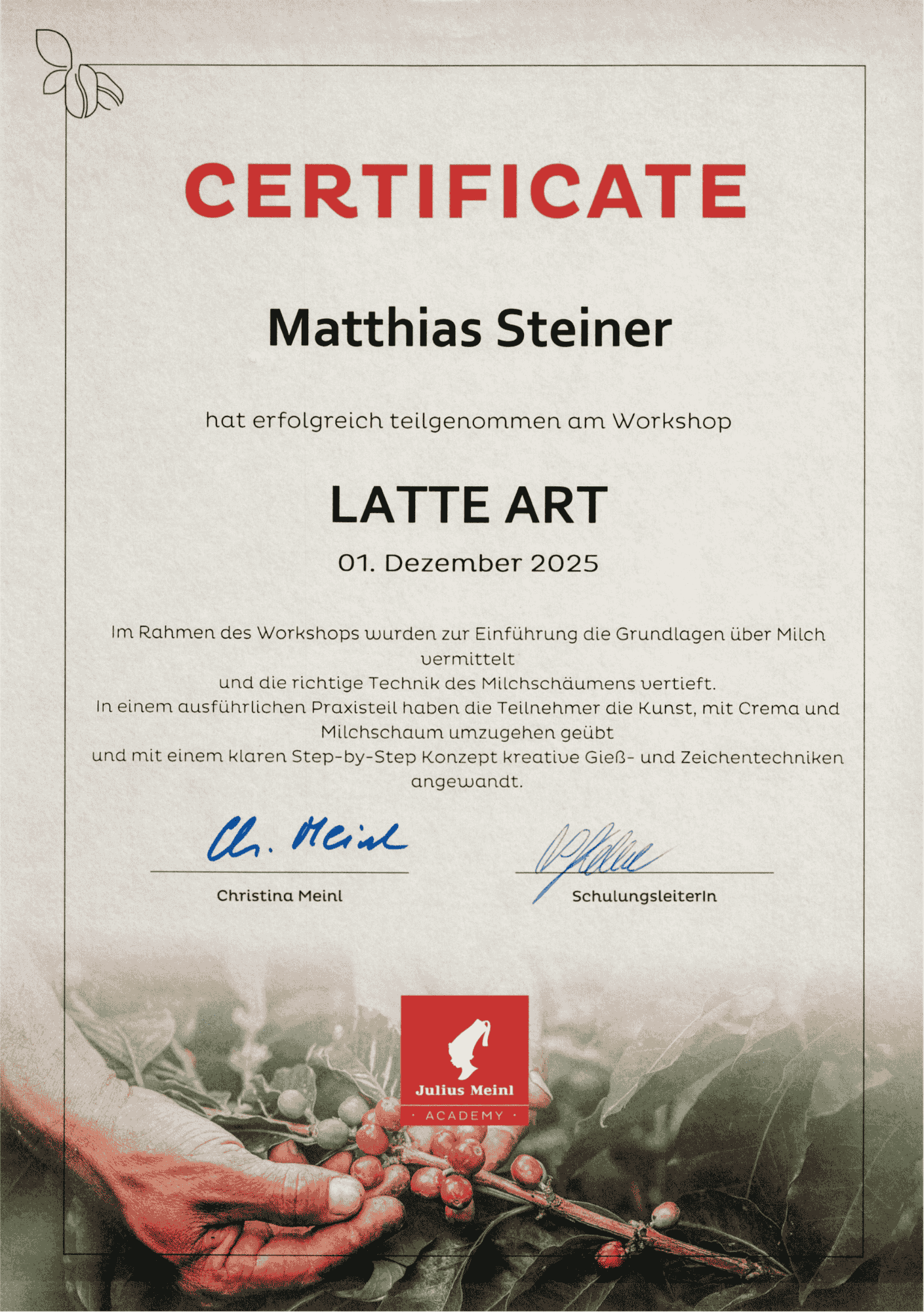 Latte Art - Catering Event Bar Wien